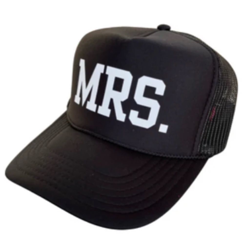 Black Trucker Hat - White Bold Writing - BRAND NEW Snap Back Mesh Washable